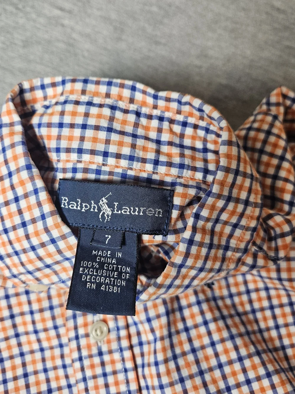 Bundle 2 pieces Ralph Lauren Dress Shirts Plaid & blue/white Boys size 7